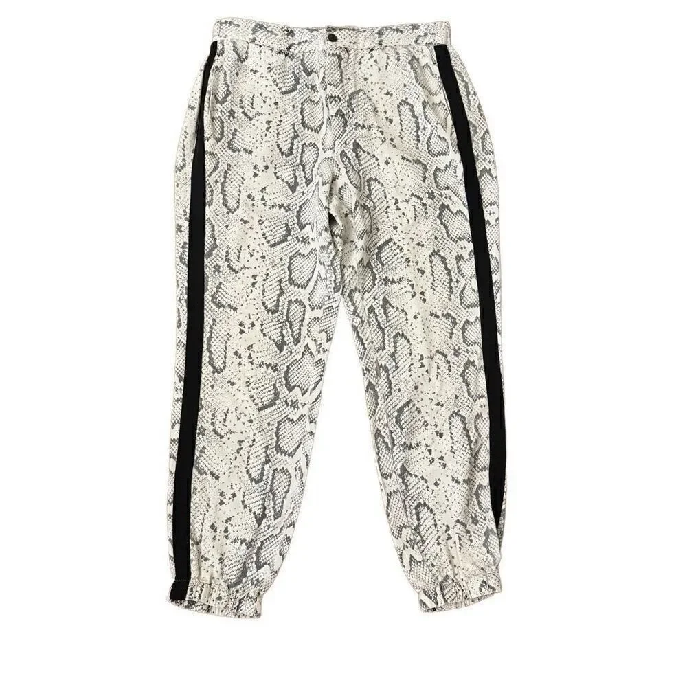 Pam & Gela Snake Print Jogger Pants Cropped Size Medium